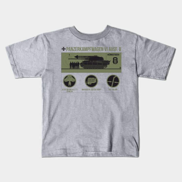 Infographic of Panzer VI Ausf. B «Tiger II» Kids T-Shirt by FAawRay